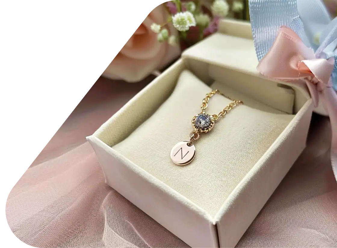 A personalised bracelet in a gift box