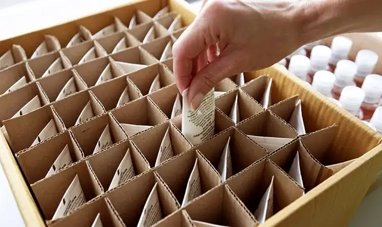 Womans hand puling a cosmetic product from a box